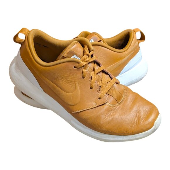 NIKE Roshe G Premium Brown Leather Golf Shoes AA1838 Men's Size 7 - Picture 1 of 10
